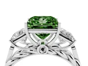 Fancy Green Princess Cut Diamond Three-Stone Ring Set in White gold with Braided Band