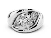 Oval Cut Diamond Channel-Set Crossover Ring Set in Platinum