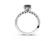 Cushion Cut Pavé Engagement Ring Setting for a Black Center | Alternating Accents | Sterling Silver