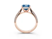 Fancy Blue Asscher Cut Diamond Solitaire Engagement Ring Set in Rose gold with Multi-Row Round Pavé Band and Prong Setting