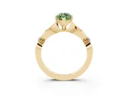 Fancy Green Marquise Cut Diamond Solitaire Twisted Band Ring Set in Yellow gold with Accent Stones and Prong Setting