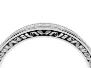 Round Diamond Pavé Eternity Band Set in Silver with Milgrain Edge