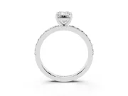 Emerald Cut Pavé Solitaire Engagement Ring Setting | Single Row Band | White Gold