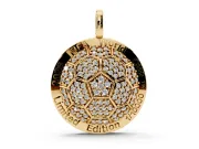 Round Lab-Grown Diamond Pavé Soccer Ball Pendant Necklace | Lettered Rim | Yellow Gold