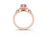 Fancy Pink Cushion Cut Diamond Cluster Leaf Design Ring Set in Rose gold with Prong Setting