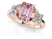 Emerald Cut Floral Side Stone Engagement Ring Setting for a Fancy Pink Lab-Grown Diamond | Rose Gold