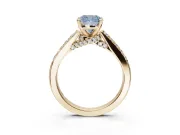 Cushion Cut Pavé Solitaire Engagement Ring Setting for a Fancy Blue Lab-Grown Diamond | Crossover Gallery | Yellow Gold
