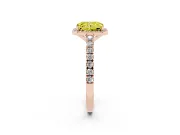 Fancy Yellow Radiant Cut Diamond Halo Engagement Ring Set in Rose gold with Pavé Band and Prong Setting
