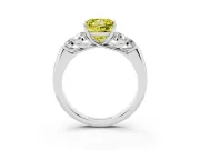 Princess Cut Side Stone Engagement Ring Setting for a Fancy Yellow Lab-Grown Diamond | White Gold