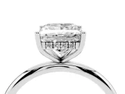 Princess Cut Micro-Prong Hidden Halo Engagement Ring Setting | Plain Band | Sterling Silver