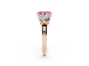Fancy Pink Oval Cut Diamond Three-Stone Ring Set in Rose gold with Prong Setting and Classic Band