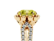 Asscher Cut Floral Halo Engagement Ring Setting for a Fancy Yellow Lab-Grown Diamond | Pavé Split Shank | Yellow Gold