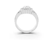 Oval Scalloped Halo Engagement Ring Setting | Double Row Band | Sterling Silver