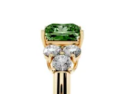 Princess Cut Side Stone Engagement Ring Setting for a Fancy Green Lab-Grown Diamond | Yellow Gold