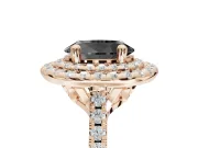 Fancy Black Oval Lab-Grown Diamond Double Halo Statement Ring Set in Rose Gold with Pavé Band