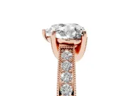 Heart-Shaped Vintage Hidden Halo Engagement Ring Setting | Milgrain Pave Band | Rose Gold