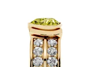 Heart-Shaped Half Bezel Engagement Ring Setting for a Fancy Yellow Lab-Grown Diamond | Channel Band | Yellow Gold