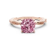Cushion Cut Twisted Solitaire Engagement Ring Setting for a Fancy Pink Lab-Grown Diamond | Rose Gold