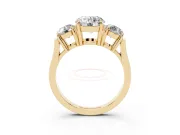 Round Three Stone Engagement Ring Setting | Round Side Stones and Open Baskets | Yellow Gold