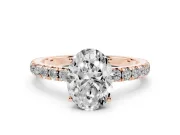 Oval Pave Engagement Ring Setting | Shared Prong Band | Rose Gold