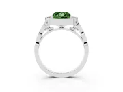 Princess Cut Vintage Scalloped Halo Engagement Ring Setting for a Fancy Green Lab-Grown Diamond | Pave Band | Platinum