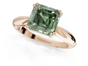 Princess Cut Tapered Solitaire Engagement Ring Setting for a Fancy Green Lab-Grown Diamond | Rose Gold