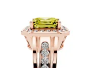 Asscher Cut Halo Engagement Ring Setting for a Fancy Yellow Lab-Grown Diamond | Channel-Set Split Shank | Rose Gold