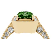 Radiant Cut Milgrain Halo Engagement Ring Setting for a Fancy Green Lab-Grown Diamond | Side Stones | Yellow Gold