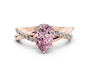 Pear-Shaped Crossover Engagement Ring Setting for a Fancy Pink Lab-Grown Diamond | Rose Gold