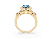Round Floral Engagement Ring Setting for a Fancy Blue Lab-Grown Diamond | Petal Frame | Yellow Gold
