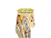 Emerald Cut Bypass Pavé Engagement Ring Setting for a Fancy Yellow Lab-Grown Diamond | Graduated Pavé | Yellow Gold