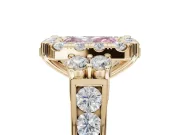 Radiant Cut Halo Engagement Ring Setting for a Fancy Pink Lab-Grown Diamond | Graduated Channel Band | Yellow Gold