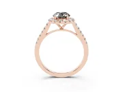 Oval Halo Engagement Ring Setting for a Black Center | Pavé Shoulders | Rose Gold