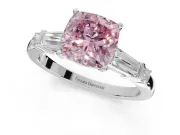 Cushion Cut Tapered Baguette Engagement Ring Setting for a Fancy Pink Lab-Grown Diamond | Sterling Silver
