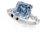 Asscher Cut Graduated Solitaire Engagement Ring Setting for a Fancy Blue Lab-Grown Diamond | White Gold