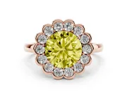 Round Scalloped Cluster Halo Engagement Ring Setting for a Fancy Yellow Lab-Grown Diamond | Plain Band | Rose Gold