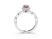 Radiant Cut Milgrain Halo Engagement Ring Setting for a Fancy Pink Lab-Grown Diamond | Graduated Shoulders | Platinum