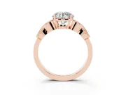 Round Vintage Leaf Solitaire Engagement Ring Setting | Milgrain Edges | Rose Gold