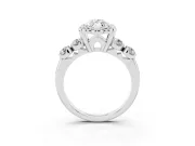 Marquise Floral Engagement Ring Setting | Petal Frame and Side Stones | Platinum