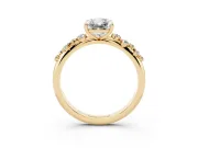 Radiant Cut Diamond Cluster Solitaire Ring Set in Yellow gold with Prong Setting