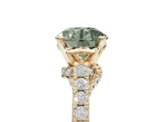 Round Pavé Solitaire Engagement Ring Setting for a Fancy Green Lab-Grown Diamond | Crossover Gallery | Yellow Gold
