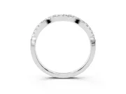 Round Diamond Scalloped Pavé Wedding Band Set in Platinum with Shared Prong Setting