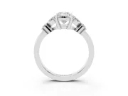 Emerald Cut Diamond Floral Cluster Ring Set in White gold with Marquise Petals and Prong Setting