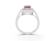 Radiant Cut Halo Engagement Ring Setting for a Fancy Pink Lab-Grown Diamond | Polished Halo Rim | Platinum