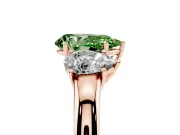 Pear-Shaped Three Stone Engagement Ring Setting for a Fancy Green Lab-Grown Diamond | Matching Side Stones | Rose Gold