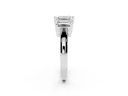 Emerald Cut Three Stone Engagement Ring Setting | Large Side Stones | Sterling Silver