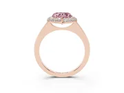 Heart-Shaped Pave Halo Engagement Ring Setting for a Fancy Pink Lab-Grown Diamond | Slim Plain Band | Rose Gold