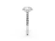 Radiant Cut Halo Pavé Engagement Ring Setting | Single Row Shoulders | Sterling Silver