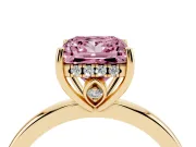 Princess Cut Engagement Ring Setting for a Fancy Pink Lab-Grown Diamond | Hidden Halo | Yellow Gold