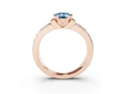 Emerald Cut Half Bezel Engagement Ring Setting for a Fancy Blue Lab-Grown Diamond | Double Row Channel Band | Rose Gold